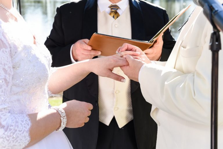 placing the ring on the finger
